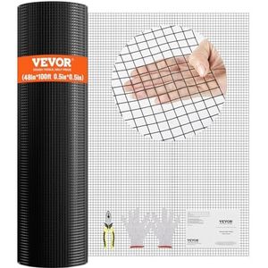 VEVOR Hardwaredoek, 48"" x 100' Gegalvaniseerde Wire Mesh Roll, 19 Gauge Kippengaas Omheining Roll, Vinyl Coating Metalen Wire Mesh voor Kippenhok Barrière, Konijn Slang Hekken, Pluimvee Behuizingen