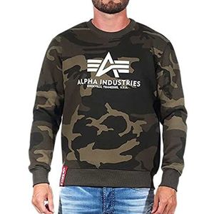 Alpha Industries Basic sweatshirt voor heren, ondoorzichtig, olijfgroen, camo, XS, Olive Camo, XS