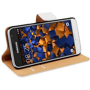 mumbi Hoes Bookstyle case compatibel met Samsung Galaxy J3 2016 hoes telefoonhoes case wallet, wit