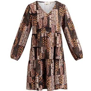 usha FESTIVAL Rakata patchwork-jurk voor dames, Bruin meerkleurig., S