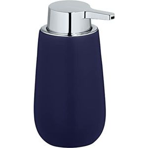 WENKO Zeepdispenser Badi, navulbare dispenser voor vloeibare zeep, van hoogwaardige keramiek met een mat oppervlak, pompkop van robuuste kunststof, inhoud 320 ml, 9,5 × 16 × 8 cm, donkerblauw