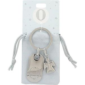 Depesche 11800-018 Zilveren sleutelhanger met letter O en beschermengel, zamak, incl. gekleurd fluwelen zakje