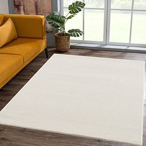 SANAT Laagpolig tapijt voor de woonkamer, effen moderne tapijten voor de slaapkamer, werkkamer, kantoor, hal, kinderkamer en keuken, crème, 200 x 290 cm