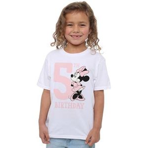 Minnie Mouse 5e verjaardag shirt meisjes T-shirt, wit, 3-4 jaar, Wit, 3-4 jaar