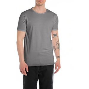 Replay Basic T-shirt voor heren, korte mouwen, regular fit, 622 titanium, S