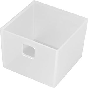 NINKA 5016.11 20909 Banio schuifladen container 1-vak, opbergcontainer organizer 84 x 84 mm kunststof wit doorschijnend, zilver
