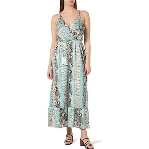 LOMASI Dames maxi-jurk met slangenprint 19323116-LO01, blauw meerkleurig, L, Maxi-jurk met slangenprint, L