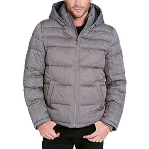 Tommy Hilfiger Pufferjas met capuchon voor heren, Hei Grijs, XXL