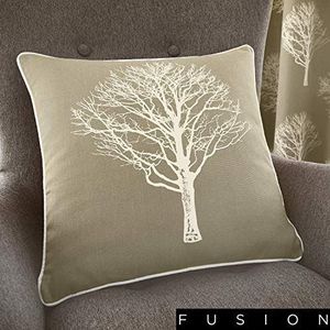 Fusion Woodland Trees kussen met bosbomen, gevuld, 100% katoen, linnen, Filled Cushion