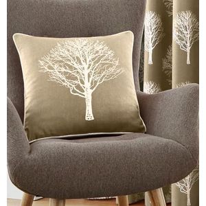 Fusion Woodland Trees kussen met bosbomen, gevuld, 100% katoen, linnen, Filled Cushion