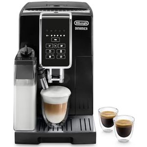 De'Longhi Dinamica ECAM350.55.B Volautomatische Espressomachine met LatteCrema-systeem, Cappuccino, Digitaal Display met Duidelijke Tekst, 2-Kops Functie, Groot 1.8 Liter Waterreservoir, Zwart