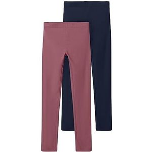 NAME IT meisjes leggings 2 stuks, Deco Rose/Pack: verpakt met Dark Saffier, 158 cm