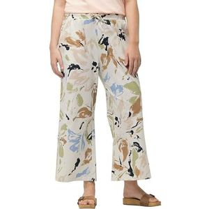 Ulla Popken Damesbroek met brede culotte bloemenprint, groen, 40W / 32L