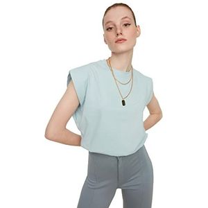 Trendyol Dames blauw mouwloos basic T-shirt, blauw, extra klein