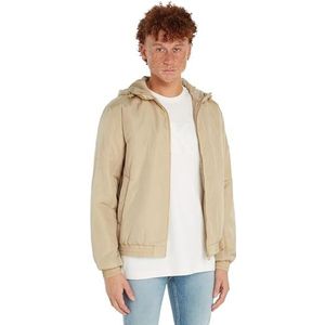 Calvin Klein Jeans Gewatteerde overgangsjas met capuchon voor heren, Bleek Khaki, XS