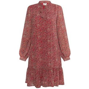 COBIE Midi-jurk voor dames, met bloemenprint, rood, meerkleurig., L