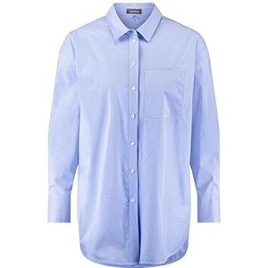 Samoon Dames lange blouse met strepen-dessin lange mouwen, manchetten blouse lange mouwen lange blouse gestreept, Sky Blue patroon, 42