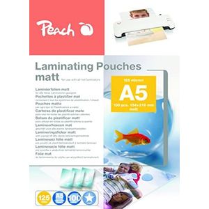 Peach Lamineerfolie A5-125 mic - 100 pouches - mat - beschrijfbaar - premium kwaliteit voor de beste lamineerresultaten - compatibel met apparaten van alle merken - S-PP525-30