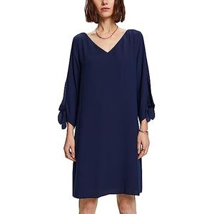 Esprit Collectie crêpe jurk met lasercut-details, 405/donkerblauw., 32