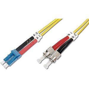 DIGITUS DK-2931-01 – Glasvezelkabel OS2 – 1 m – LC naar ST – Duplex Glasvezelkabel – 1/10 Gbit/s – SM Singlemode Glasvezel LAN-kabel – Vezeltype: 9/125 µ – Geel (Yellow)