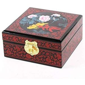 lachineuse - Sieradendoos voor geïmproviseerde vissen - Sieradenopslag en geheimen van gelakt hout - Aziatische decoratie - vierkante doos - Japanse decoratie - cadeau-idee voor dames China Japan Azië