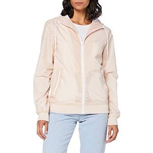 Build Your Brand Dames jas Ladies Windrunner, Basic Windbreaker voor vrouwen met capuchon verkrijgbaar in 3 kleuren, maten XS - 5XL, lichtroze/wit., XL