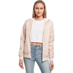 Build Your Brand Dames jas Ladies Windrunner, Basic Windbreaker voor vrouwen met capuchon verkrijgbaar in 3 kleuren, maten XS - 5XL, lichtroze/wit., M