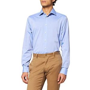 Seidensticker Herenoverhemd met lange mouwen, strijkvrij, getailleerd hemd, shaped fit, 100% katoen, Blauw (middenblauw nieuw 16), 46