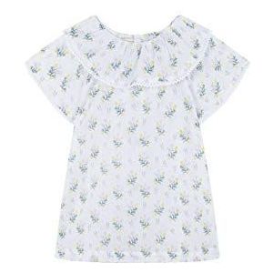 Gocco Blusa Flores Cuello Volante blouse voor meisjes, Paars (Lila Bh), 128 cm