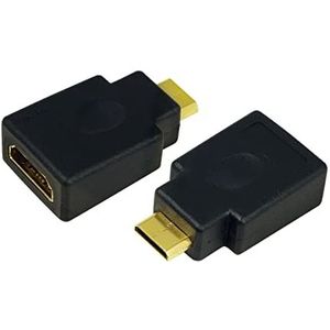 LogiLink AH0009 HDMI High Speed Adapter bus naar Mini HDMI-stekker, platte uitvoering en met vergulde contacten, ideaal voor Full HD zwart