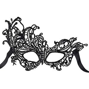 Boland 00249 oogmasker kant één maat zwart met stoffen lint maskerade kostuum Venetië accessoires carnaval Halloween themafeest