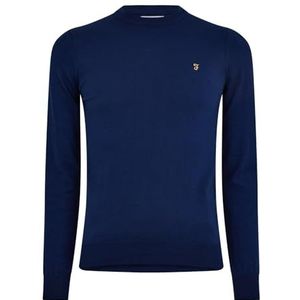 Farah Heren Mullen Wool Crew Neck Sweater, Rijke Indigo, M