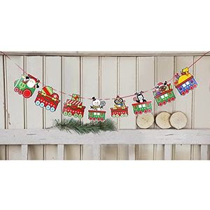 BESDILA Kerstmis muur decoraties vlag hangen bunting slinger cartoon Kerstmis papieren vlaggen decoratie (PJ-C14)