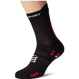 COMPRESSPORT Pro Racing Socks v4.0 Run High Sokken, zwart/rood, 45-48 unisex volwassenen
