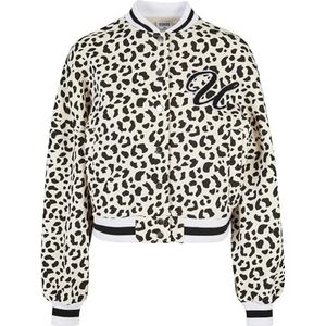 Urban Classics Damen Sweater Ladies AOP Oversized College Sweat Jacket whitesandleo/whitesand XL