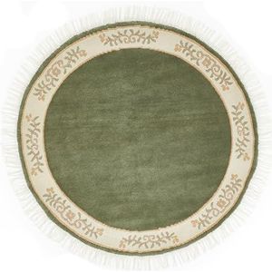 -LUXOR- living Tapijt Gala handgeknoopt premium tapijt van 100% wol - hoogwaardig duurzaam knoopstapijt 150 cm rond groen