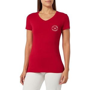Emporio Armani Dames Essential Studs Logo T-shirt, robijnrood, L