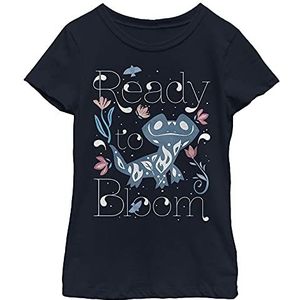 Disney Frozen 2 Folk Bruni Girl's Solid Crew Tee, Navy Blue, XS, Navy, XS