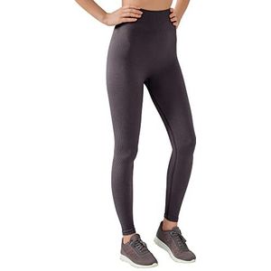 LOS OJOS Geribbelde broek voor vrouwen: buikvrije ribbedlegging met hoge taille voor training, houtskool, L/XL