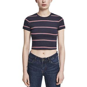 Urban Classics Dames Yarn Dyed Skate Stripe Cropped Tee T-shirt dames - blauw - X-Large