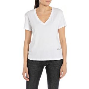 Replay Dames Oversize T-shirt met korte mouwen Pure Logo Collectie, 001, wit, XXS