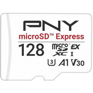 PNY microSD™ Express 128GB UHS-I U3 V30 A1 microSDXC-flashgeheugenkaart, tot 890 MB/s lezen en tot 550 MB/s schrijven, ideaal voor microSD Express-compatibele apparaten zoals Nintendo Switch 2