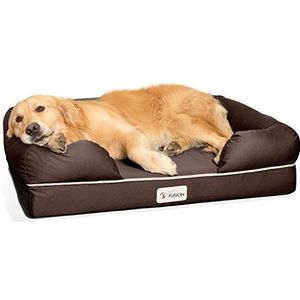 PetFusion Ultimate Memory Foam Hondenbed Lounge Orthopedisch Comfortabel Klein Waterdicht Bed Voor Honden en Katten - Chocoladebruin - Klein - (64 x 51 x 14cm)