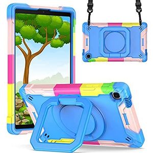 Anewone Beschermhoesje voor Samsung Galaxy Tablet A7 Lite met styluspen houder, displaybeschermfolie [360 polsband en houder], druppelbestendig, voor Galaxy Tab A7 Lite, blauw