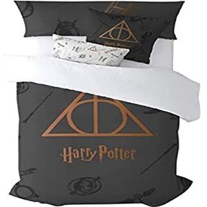 BELUM | Harry Potter dekbedovertrek | Deathly Hallows | dekbedovertrek met knopen | dekbedovertrek van 100% katoen | dekbedovertrek (bed 90 x 155 x 220 cm)