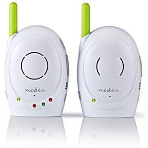 Nedis - Audio-babymonitor - babyfoon - intercomfunctie - batterijgevoed/netvoeding - FHSS - bereik 300 m - 2-weg audio - met terugbelfunctie - plug & play - groen/wit