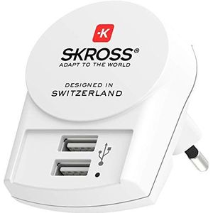 SKROSS | 1.302421 | Euro USB Charger (2xA) | Lader - 2 Poorts USB 2.4 A Lader, Italiaanse Stekker Muur Lader - Spanning 100 V - 250 V