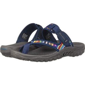 Skechers Vrouwen Reggae-Mad Swag-Toe Thong Geweven Sandaal, marineblauw, 38 EU