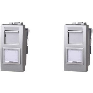 IXTRIMA Netwerkstekker gegevensdoos RJ45 CAT5E kleur grijs compatibel met Bticino Living Light/INTERNATIONAL 2 stuks