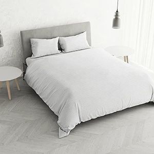 Italian Bed Linen CP-ST-2P Satijnen Stripes dekbedovertrek, dubbele, wit, polyester